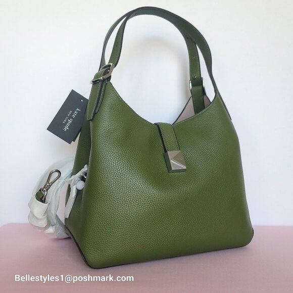 KATE SPADE Deco MEDIUM Pebbled Leather Crossbody Tote Bag- Jungle Vine⭐ - Picture 3 of 16